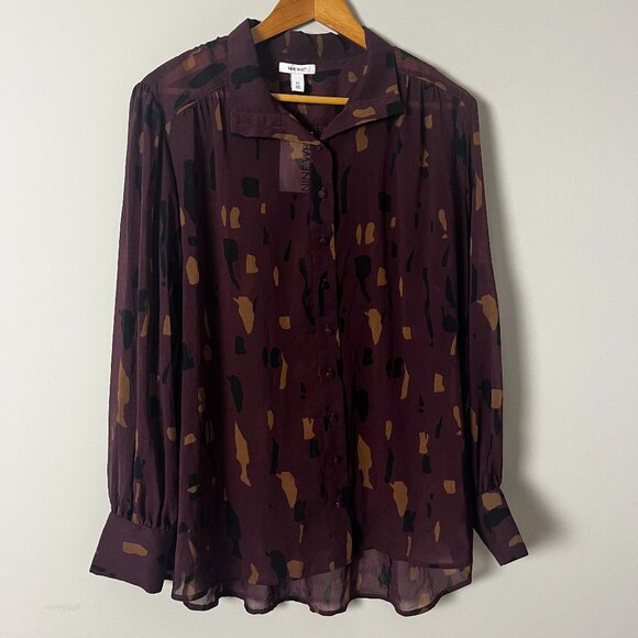 Nine West Sheer Maroon Top XL - Picture 1 of 4